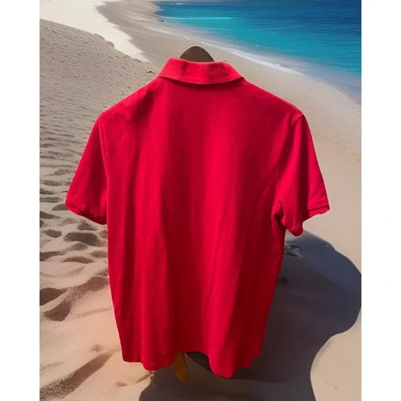 Polo‎ Ralph Lauren Shirt Men M Red Spell Out Short Sleeve Classic Fit Preppy